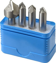 Hertel - 4 Piece 3/8 & 3/4" Cutter Head Diam, Cobalt Chamfer Mill Set - Eagle Tool & Supply