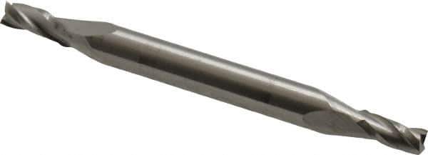 Hertel - 1/8", 1/4" LOC, 3/16" Shank Diam, 2" OAL, 3 Flute, Solid Carbide Square End Mill - Double End, Uncoated, 30° Helix, Centercutting - Eagle Tool & Supply