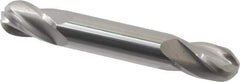 Hertel - 3/8" Diam, 9/16" LOC, 4 Flute Solid Carbide Ball End Mill - Uncoated, Double End, 3" OAL, 3/8" Shank Diam, Spiral Flute - Eagle Tool & Supply
