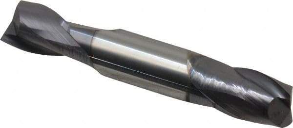 Hertel - 1/2", 5/8" LOC, 1/2" Shank Diam, 3" OAL, 2 Flute, Solid Carbide Square End Mill - Double End, AlTiN Finish, 30° Helix, Centercutting, Right Hand Cut - Eagle Tool & Supply