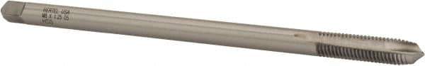 Hertel - M8x1.25 Metric Coarse 2 Flute D5 High Speed Steel Spiral Point Extension Tap - Plug Chamfer, 6" OAL, 6H Class of Fit - Eagle Tool & Supply