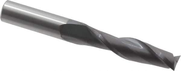 Hertel - 1/2", 2" LOC, 1/2" Shank Diam, 4" OAL, 2 Flute, Solid Carbide Square End Mill - Single End, AlTiN Finish, 30° Helix, Centercutting, Right Hand Cut - Eagle Tool & Supply