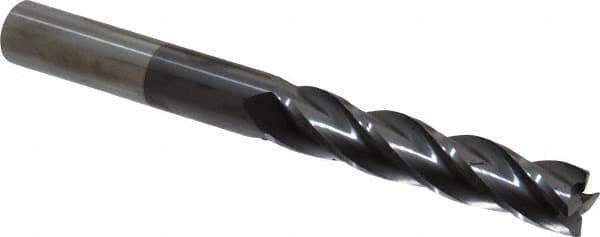 Hertel - 5/8", 3" LOC, 5/8" Shank Diam, 6" OAL, 4 Flute, Solid Carbide Square End Mill - Single End, AlTiN Finish, Spiral Flute, 30° Helix, Centercutting, Right Hand Cut, Right Hand Flute - Eagle Tool & Supply