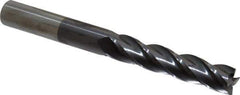 Hertel - 5/8", 3" LOC, 5/8" Shank Diam, 6" OAL, 4 Flute, Solid Carbide Square End Mill - Single End, AlTiN Finish, Spiral Flute, 30° Helix, Centercutting, Right Hand Cut, Right Hand Flute - Eagle Tool & Supply