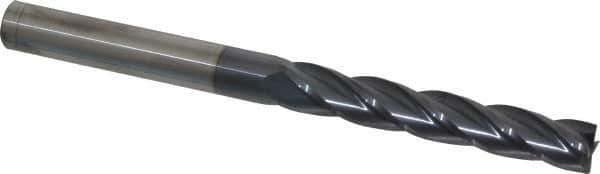 Hertel - 1/2", 3" LOC, 1/2" Shank Diam, 6" OAL, 4 Flute, Solid Carbide Square End Mill - Single End, AlTiN Finish, Spiral Flute, 30° Helix, Centercutting, Right Hand Cut, Right Hand Flute - Eagle Tool & Supply