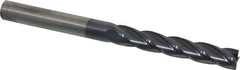 Hertel - 1/2", 3" LOC, 1/2" Shank Diam, 6" OAL, 4 Flute, Solid Carbide Square End Mill - Single End, AlTiN Finish, Spiral Flute, 30° Helix, Centercutting, Right Hand Cut, Right Hand Flute - Eagle Tool & Supply