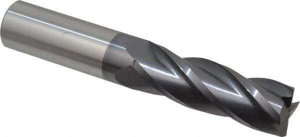 Hertel - 1", 3" LOC, 1" Shank Diam, 5-1/2" OAL, 4 Flute, Solid Carbide Square End Mill - Single End, AlTiN Finish, Spiral Flute, 30° Helix, Centercutting, Right Hand Cut, Right Hand Flute - Eagle Tool & Supply