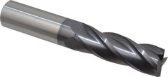 Hertel - 1", 3" LOC, 1" Shank Diam, 5-1/2" OAL, 4 Flute, Solid Carbide Square End Mill - Single End, AlTiN Finish, Spiral Flute, 30° Helix, Centercutting, Right Hand Cut, Right Hand Flute - Eagle Tool & Supply