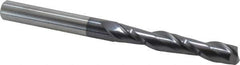 Hertel - 1/2", 3" LOC, 1/2" Shank Diam, 6" OAL, 2 Flute, Solid Carbide Square End Mill - Single End, AlTiN Finish, 30° Helix, Centercutting, Right Hand Cut - Eagle Tool & Supply