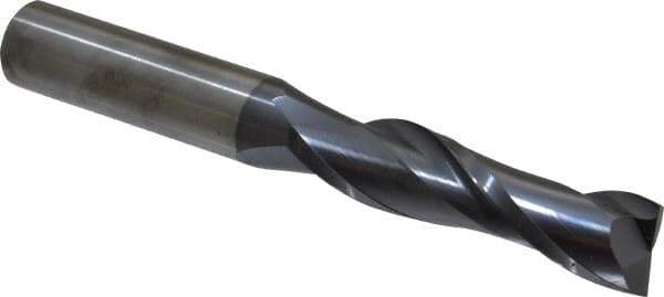 Hertel - 3/4", 3" LOC, 3/4" Shank Diam, 6" OAL, 2 Flute, Solid Carbide Square End Mill - Single End, AlTiN Finish, 30° Helix, Centercutting, Right Hand Cut - Eagle Tool & Supply