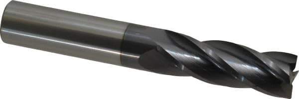 Hertel - 3/4", 2-1/4" LOC, 3/4" Shank Diam, 5" OAL, 4 Flute, Solid Carbide Square End Mill - Single End, AlTiN Finish, Spiral Flute, 30° Helix, Centercutting, Right Hand Cut, Right Hand Flute - Eagle Tool & Supply