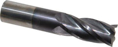 Hertel - 1", 2-1/4" LOC, 1" Shank Diam, 5" OAL, 4 Flute, Solid Carbide Square End Mill - Single End, AlTiN Finish, Spiral Flute, 30° Helix, Centercutting, Right Hand Cut, Right Hand Flute - Eagle Tool & Supply