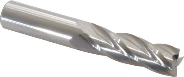Hertel - 7/16", 1-3/8" LOC, 7/16" Shank Diam, 2-3/4" OAL, 4 Flute, Solid Carbide Square End Mill - Single End, Uncoated, Spiral Flute, 30° Helix, Centercutting, Right Hand Cut, Right Hand Flute - Eagle Tool & Supply