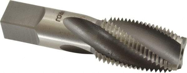 Hertel - 1/2-14 NPT, 15° Helix, 4 Flutes, Bright Finish, High Speed Steel, Spiral Flute Pipe Tap - 11/16" Shank Diam, 1-3/8" Thread Length, 0.515" Square Size, - Eagle Tool & Supply