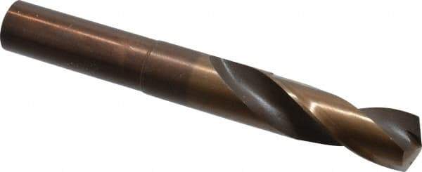 Hertel - 25/32" Drill, 118° Point, Cobalt Silver Deming & Reduced Shank Drill Bit - Bright Finish, 6" OAL, Flats on Shank, 3" Flute Length - Eagle Tool & Supply
