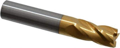 Hertel - 1/2", 1" LOC, 1/2" Shank Diam, 3" OAL, 4 Flute, Solid Carbide Square End Mill - Single End, TiN Finish, 30° Helix, Centercutting, Right Hand Cut - Eagle Tool & Supply