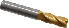 Hertel - 3/8", 7/8" LOC, 3/8" Shank Diam, 2-1/2" OAL, 4 Flute, Solid Carbide Square End Mill - Single End, TiN Finish, 30° Helix, Centercutting, Right Hand Cut - Eagle Tool & Supply