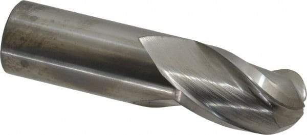 Hertel - 1" Diam, 1-1/2" LOC, 3 Flute Solid Carbide Ball End Mill - Uncoated, Single End, 4" OAL, 1" Shank Diam - Eagle Tool & Supply
