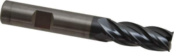 OSG - 1/2", 1-1/4" LOC, 1/2" Shank Diam, 3-1/2" OAL, 4 Flute, Solid Carbide Square End Mill - Single End, TiAlN Finish, Spiral Flute, 35° Helix, Right Hand Cut, Right Hand Flute, Series VG441 - Eagle Tool & Supply
