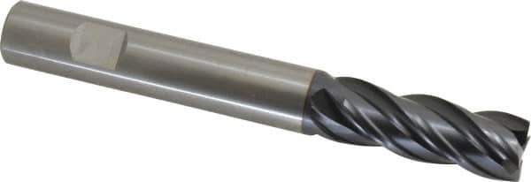 OSG - 5/8", 1-5/8" LOC, 5/8" Shank Diam, 5" OAL, 4 Flute, Solid Carbide Square End Mill - Single End, TiAlN Finish, Spiral Flute, 35° Helix, Right Hand Cut, Right Hand Flute, Series VG441 - Eagle Tool & Supply
