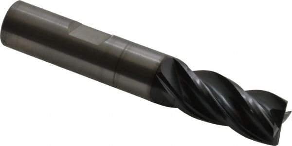 OSG - 1/2", 1" LOC, 1/2" Shank Diam, 3" OAL, 4 Flute, Solid Carbide Square End Mill - Single End, TiAlN Finish, Spiral Flute, 35° Helix, Right Hand Cut, Right Hand Flute, Series VG441 - Eagle Tool & Supply