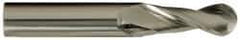 OSG - 1" Diam, 2" LOC, 2 Flute Solid Carbide Ball End Mill - Uncoated, Single End, 5" OAL, 1" Shank Diam, Spiral Flute - Eagle Tool & Supply