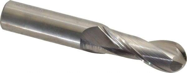 OSG - 1/2" Diam, 1-1/4" LOC, 2 Flute Solid Carbide Ball End Mill - Uncoated, Single End, 3" OAL, 1/2" Shank Diam, Spiral Flute - Eagle Tool & Supply
