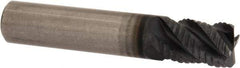 OSG - 3/8" Diam, Coarse Pitch, 1/2" LOC, 4 Flute Solid Carbide 0.03" Corner Radius Roughing End Mill - TiAlN Finish, 2" OAL, 3/8" Shank Diam, Single End, Centercutting, 40° Helix - Eagle Tool & Supply
