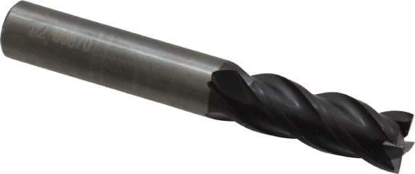 OSG - 1/2", 1-1/4" LOC, 1/2" Shank Diam, 3-1/2" OAL, 4 Flute, Solid Carbide Square End Mill - Single End, TiAlN Finish, Spiral Flute, Variable° Helix, Right Hand Cut, Right Hand Flute, Series VG441 - Eagle Tool & Supply