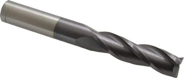Hertel - 5/8", 2-1/4" LOC, 5/8" Shank Diam, 5" OAL, 3 Flute, Solid Carbide Square End Mill - Single End, AlTiN Finish, 30° Helix, Centercutting, Right Hand Cut - Eagle Tool & Supply