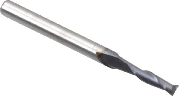Hertel - 3/32", 3/8" LOC, 1/8" Shank Diam, 1-1/2" OAL, 2 Flute, Solid Carbide Square End Mill - Single End, AlTiN Finish, 30° Helix, Centercutting, Right Hand Cut - Eagle Tool & Supply