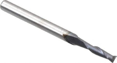 Hertel - 3/32", 3/8" LOC, 1/8" Shank Diam, 1-1/2" OAL, 2 Flute, Solid Carbide Square End Mill - Single End, AlTiN Finish, 30° Helix, Centercutting, Right Hand Cut - Eagle Tool & Supply