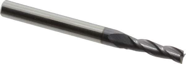 Hertel - 5/32", 9/16" LOC, 3/16" Shank Diam, 2" OAL, 3 Flute, Solid Carbide Square End Mill - Single End, AlTiN Finish, 30° Helix, Centercutting, Right Hand Cut - Eagle Tool & Supply