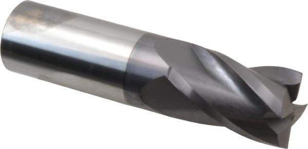 Hertel - 1", 1-1/2" LOC, 1" Shank Diam, 4" OAL, 4 Flute, Solid Carbide Square End Mill - Single End, AlTiN Finish, Spiral Flute, 30° Helix, Centercutting, Right Hand Cut, Right Hand Flute - Eagle Tool & Supply