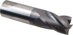 Hertel - 1", 1-1/2" LOC, 1" Shank Diam, 4" OAL, 4 Flute, Solid Carbide Square End Mill - Single End, AlTiN Finish, Spiral Flute, 30° Helix, Centercutting, Right Hand Cut, Right Hand Flute - Eagle Tool & Supply