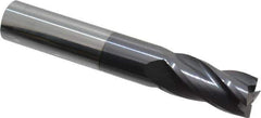 Hertel - 9/16", 1-1/8" LOC, 9/16" Shank Diam, 3-1/2" OAL, 4 Flute, Solid Carbide Square End Mill - Single End, AlTiN Finish, Spiral Flute, 30° Helix, Centercutting, Right Hand Cut, Right Hand Flute - Eagle Tool & Supply