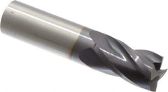 Hertel - 7/8", 1-1/2" LOC, 7/8" Shank Diam, 4" OAL, 4 Flute, Solid Carbide Square End Mill - Single End, AlTiN Finish, Spiral Flute, 30° Helix, Centercutting, Right Hand Cut, Right Hand Flute - Eagle Tool & Supply