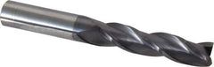 Hertel - 1/2", 2" LOC, 1/2" Shank Diam, 4" OAL, 3 Flute, Solid Carbide Square End Mill - Single End, AlTiN Finish, 30° Helix, Centercutting, Right Hand Cut - Eagle Tool & Supply
