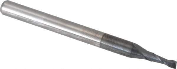 Hertel - 1/16", 3/16" LOC, 1/8" Shank Diam, 1-1/2" OAL, 2 Flute, Solid Carbide Square End Mill - Single End, AlTiN Finish, 30° Helix, Centercutting, Right Hand Cut - Eagle Tool & Supply