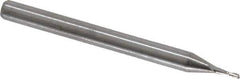 Hertel - 1/32", 3/32" LOC, 1/8" Shank Diam, 1-1/2" OAL, 2 Flute, Solid Carbide Square End Mill - Single End, Uncoated, 30° Helix, Centercutting, Right Hand Cut, Right Hand Flute - Eagle Tool & Supply