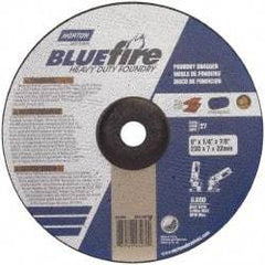 Norton - 20 Grit, 9" Wheel Diam, 1/4" Wheel Thickness, 7/8" Arbor Hole, Type 27 Depressed Center Wheel - Zirconia Alumina/Silicon Carbide Blend, T Hardness, 6,600 Max RPM, Compatible with Angle Grinder - Eagle Tool & Supply