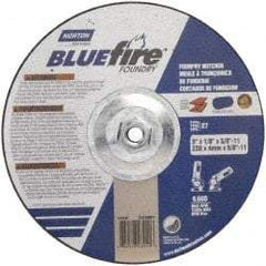 Norton - 24 Grit, 9" Wheel Diam, 1/8" Wheel Thickness, Type 27 Depressed Center Wheel - Zirconia Alumina/Silicon Carbide Blend, T Hardness, 6,000 Max RPM, Compatible with Angle Grinder - Eagle Tool & Supply