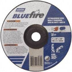 Norton - 30 Grit, 7" Wheel Diam, 1/8" Wheel Thickness, 7/8" Arbor Hole, Type 27 Depressed Center Wheel - Zirconia Alumina, U Hardness, 8,600 Max RPM, Compatible with Angle Grinder - Eagle Tool & Supply