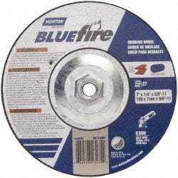 Norton - 30 Grit, 7" Wheel Diam, 1/8" Wheel Thickness, Type 27 Depressed Center Wheel - Zirconia Alumina, U Hardness, 8,600 Max RPM, Compatible with Angle Grinder - Eagle Tool & Supply