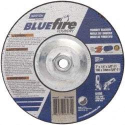 Norton - 20 Grit, 7" Wheel Diam, 1/4" Wheel Thickness, Type 27 Depressed Center Wheel - Zirconia Alumina/Silicon Carbide Blend, T Hardness, 8,600 Max RPM, Compatible with Angle Grinder - Eagle Tool & Supply
