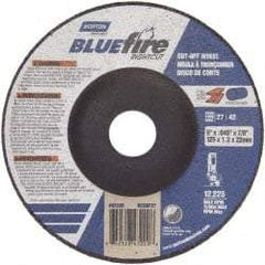 Norton - 24 Grit, 5" Wheel Diam, 7/8" Arbor Hole, Type 27 Depressed Center Wheel - Zirconia Alumina, Q Hardness, 12,225 Max RPM, Compatible with Angle Grinder - Eagle Tool & Supply
