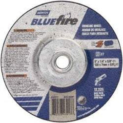 Norton - 24 Grit, 5" Wheel Diam, 1/4" Wheel Thickness, Type 27 Depressed Center Wheel - Zirconia Alumina, S Hardness, 12,225 Max RPM, Compatible with Angle Grinder - Eagle Tool & Supply