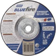 Norton - 30 Grit, 5" Wheel Diam, 1/8" Wheel Thickness, Type 27 Depressed Center Wheel - Zirconia Alumina, U Hardness, 12,225 Max RPM, Compatible with Angle Grinder - Eagle Tool & Supply