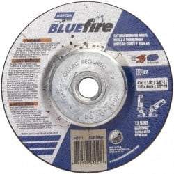 Norton - 30 Grit, 4-1/2" Wheel Diam, 1/8" Wheel Thickness, Type 27 Depressed Center Wheel - Zirconia Alumina, U Hardness, 13,580 Max RPM, Compatible with Angle Grinder - Eagle Tool & Supply