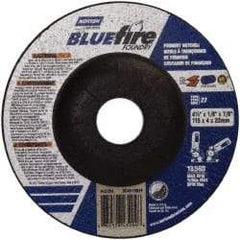 Norton - 24 Grit, 4-1/2" Wheel Diam, 1/8" Wheel Thickness, 7/8" Arbor Hole, Type 27 Depressed Center Wheel - Zirconia Alumina/Silicon Carbide Blend, T Hardness, 13,580 Max RPM, Compatible with Angle Grinder - Eagle Tool & Supply